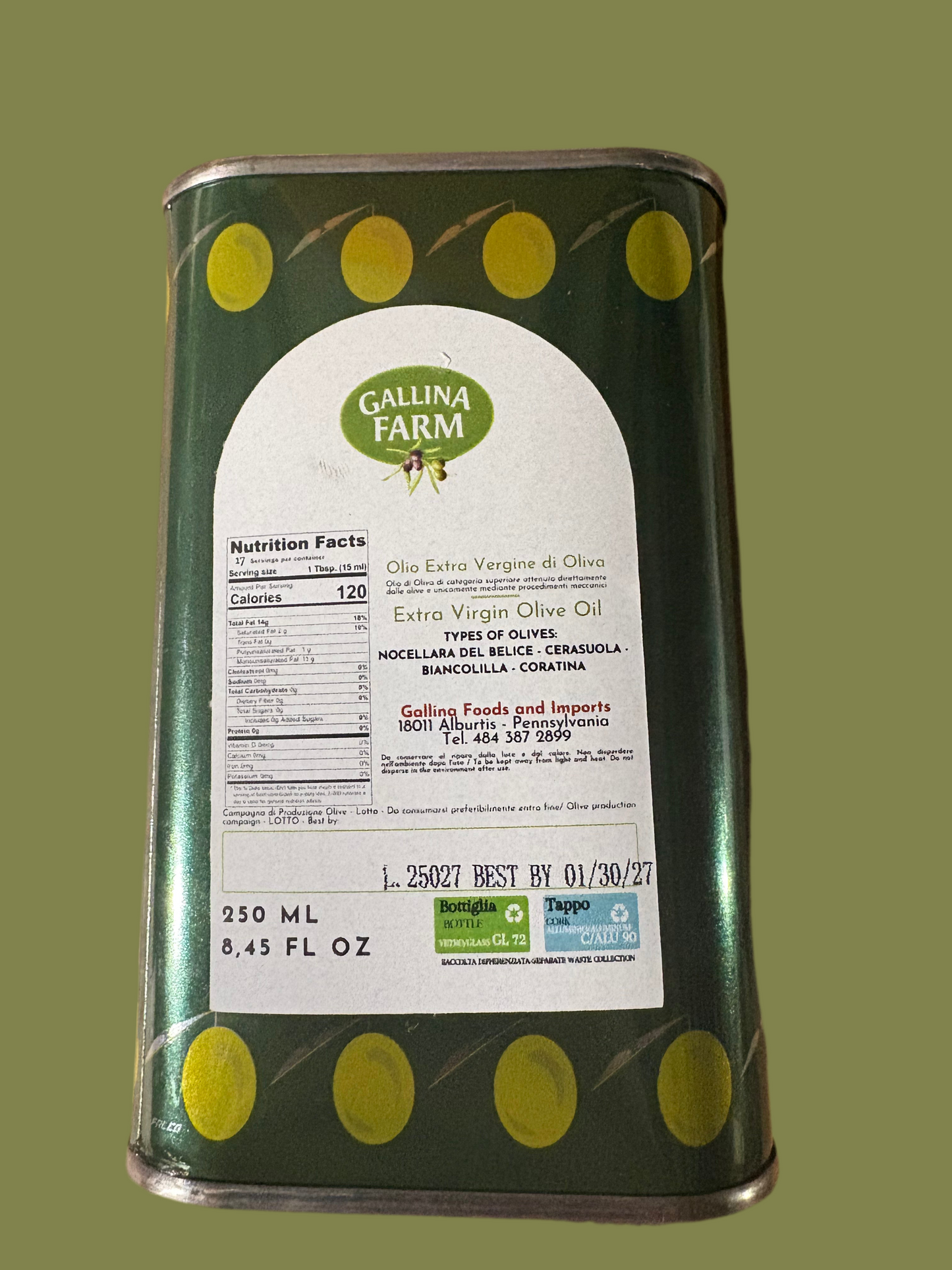 Gallina farms extra virgin olive oil 250 ml
