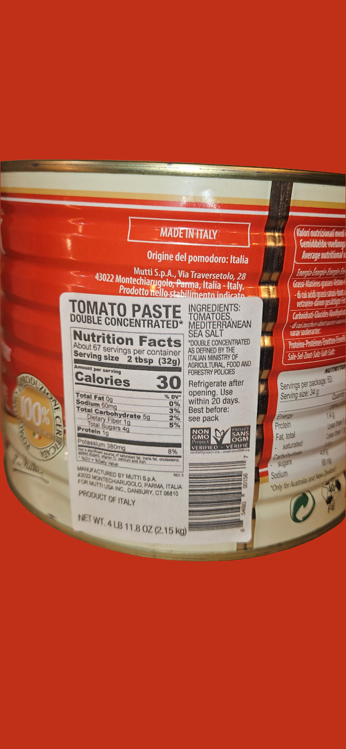 Mutti Tomato paste Double 4lb