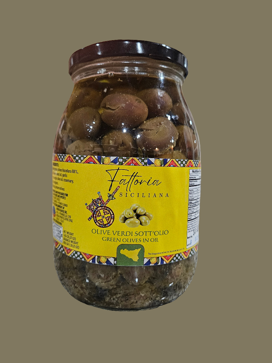 Olive verdi sotto olio nocellara (green olives in olive oil ) 1 kg