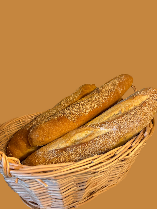 Fresh Semolina bread with sesame seeds  Italian Filoncino “ Artisan Vucciria Gourmet Italian Market Brooklyn New York City (Only for Local Delivery)