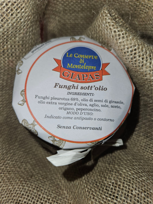 Sicilian Mushrooms in olive oil "pleurotus" (sicilian Oyster mushrooms) Giapas 280 gr