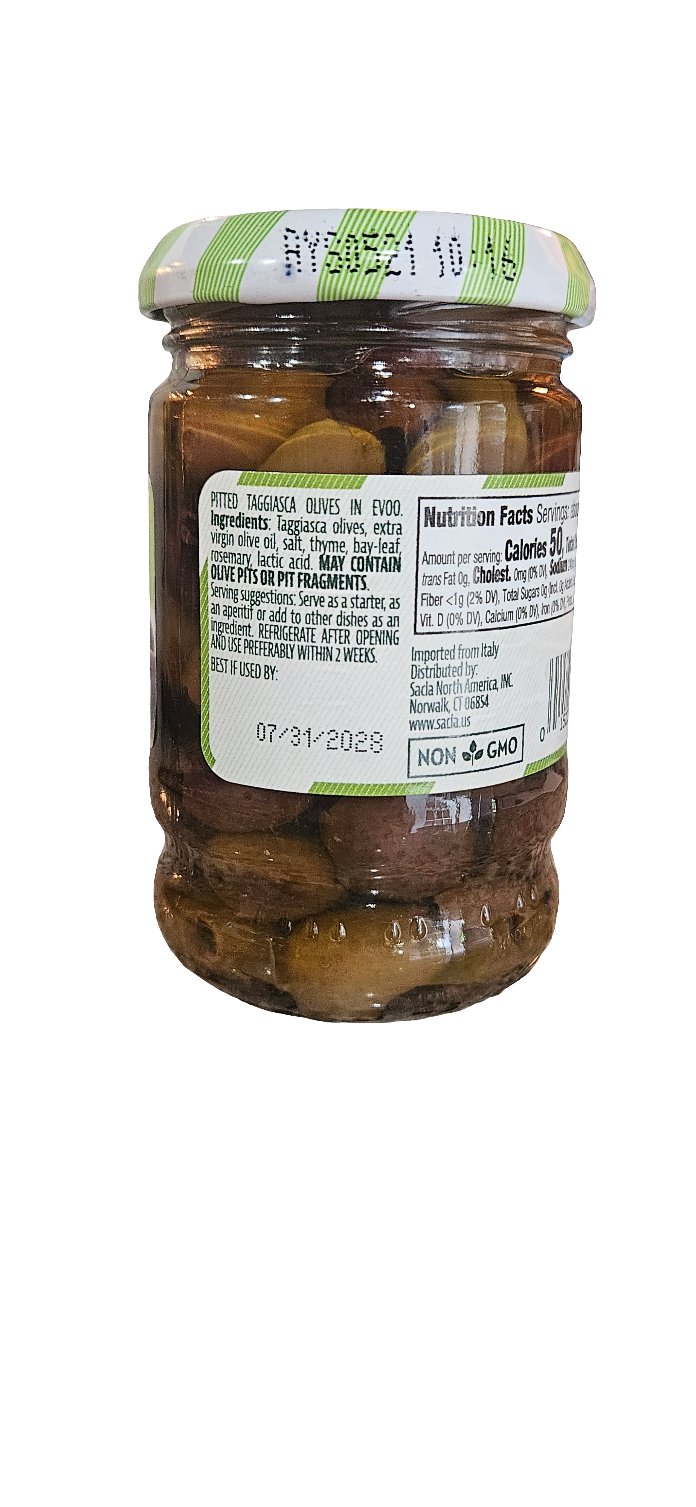 Sacla pitted taggiasca olives( in extravirgin olives oil ) 6.35 oz