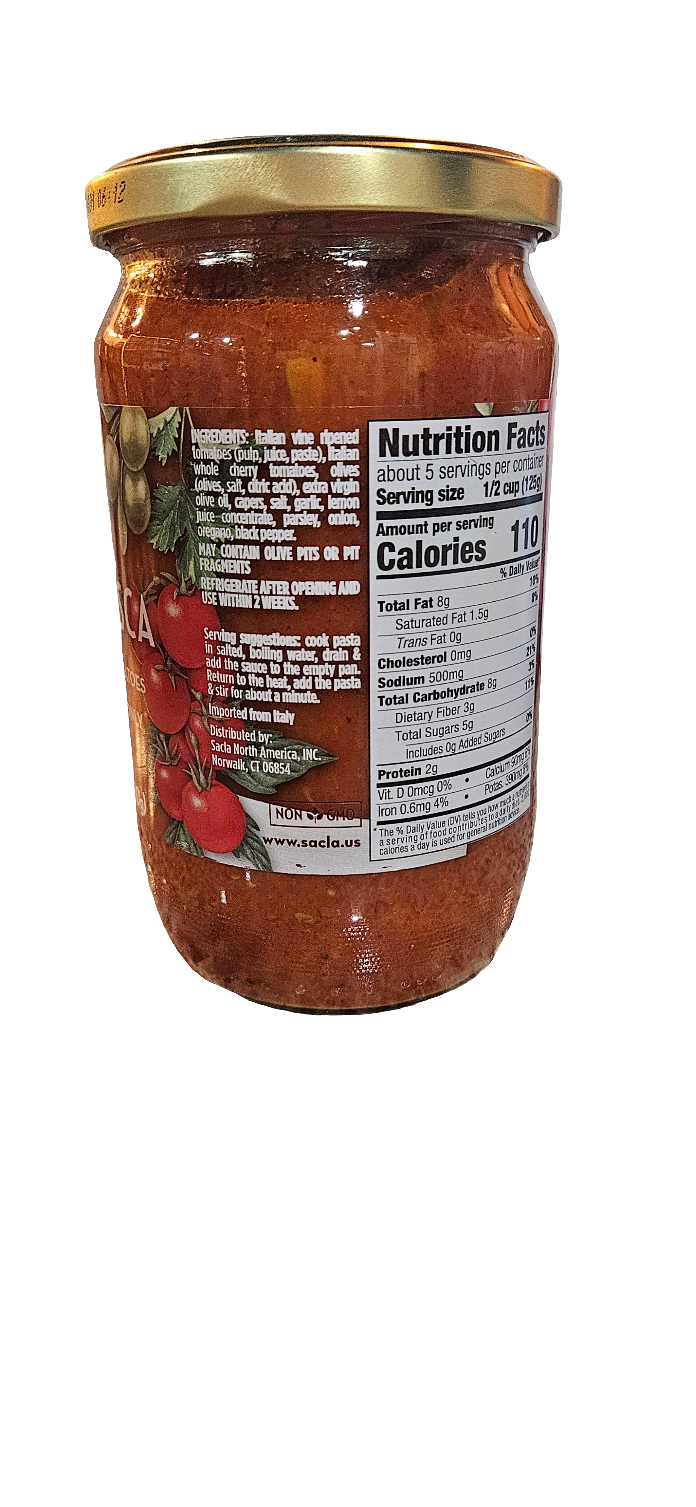 Sacla Whole Cherry Tomatoes Puttanesca Sauce, 24 oz