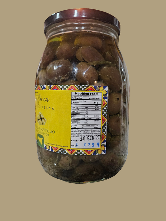 Olive verdi sotto olio nocellara  (green olives in olive oil ) 1 kg