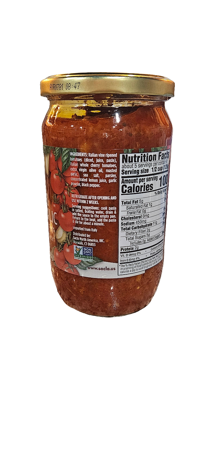 Sacla Whole Cherry Tomatoes And Roasted Garlic Pasta Sauce, 24 oz