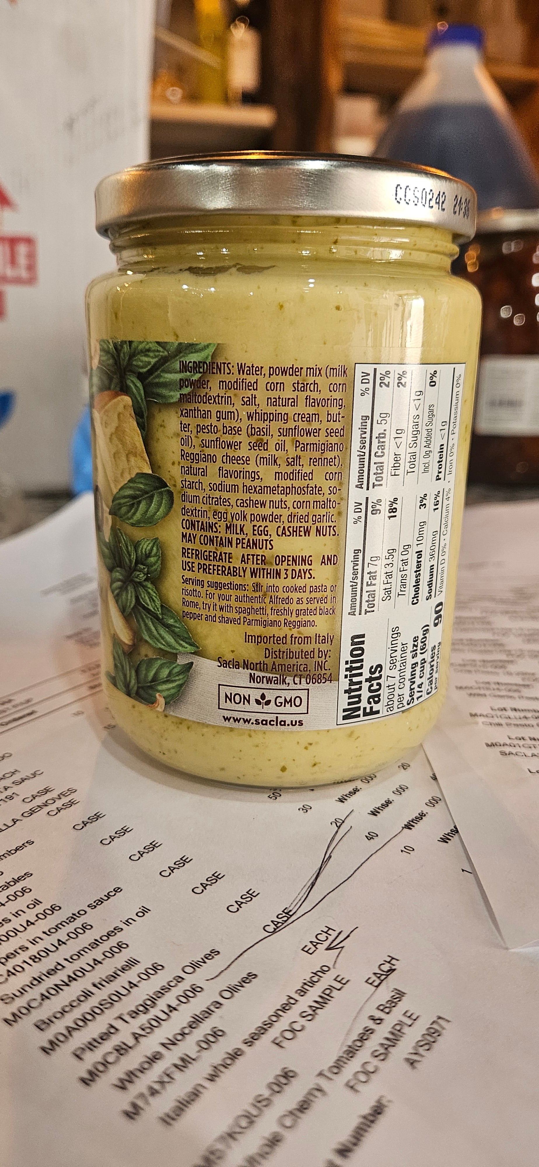 Sacla Alfredo Pesto Pasta Sauce w basil , 14.5 oz