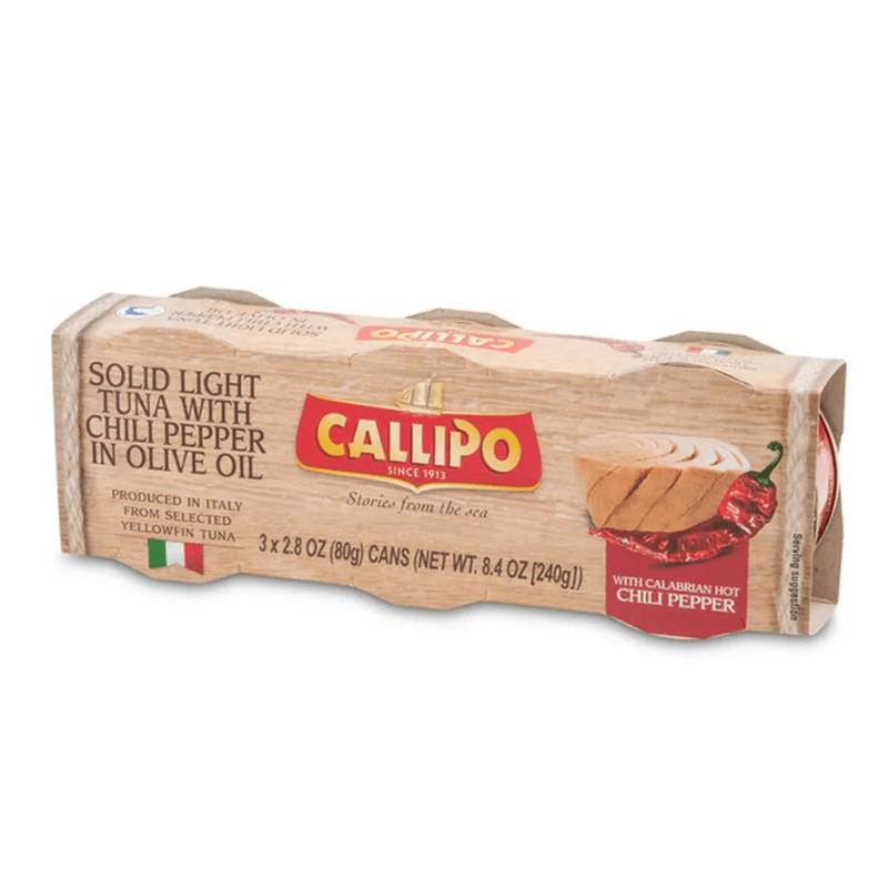 Callipo Solid Light Tuna with Chili Pepper in Olive Oil, 8.4 oz